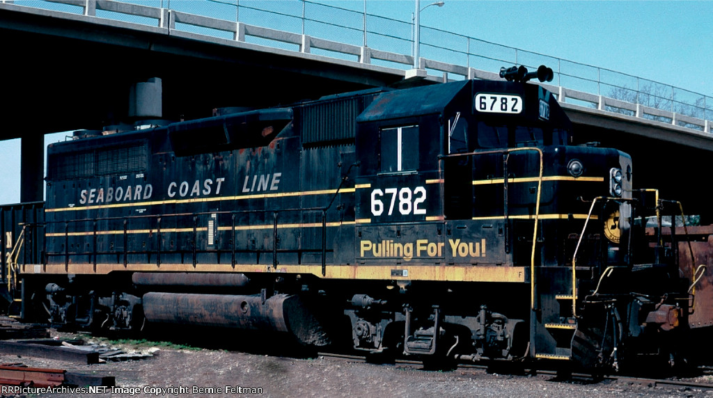 Seaboard System GP40 #6782, serving as power for the Opelika Switcher and tied down on the house track, 